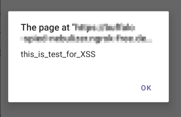GuessMe XSS — attacker page rendered in the WebView with alert triggered